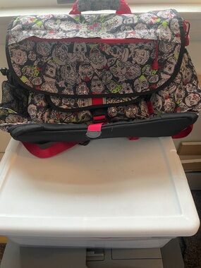 Printed Canvas Backpack - Black with Neon Accents